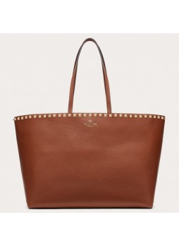 V.alentino Large Shopping Bag In Brown Leather High